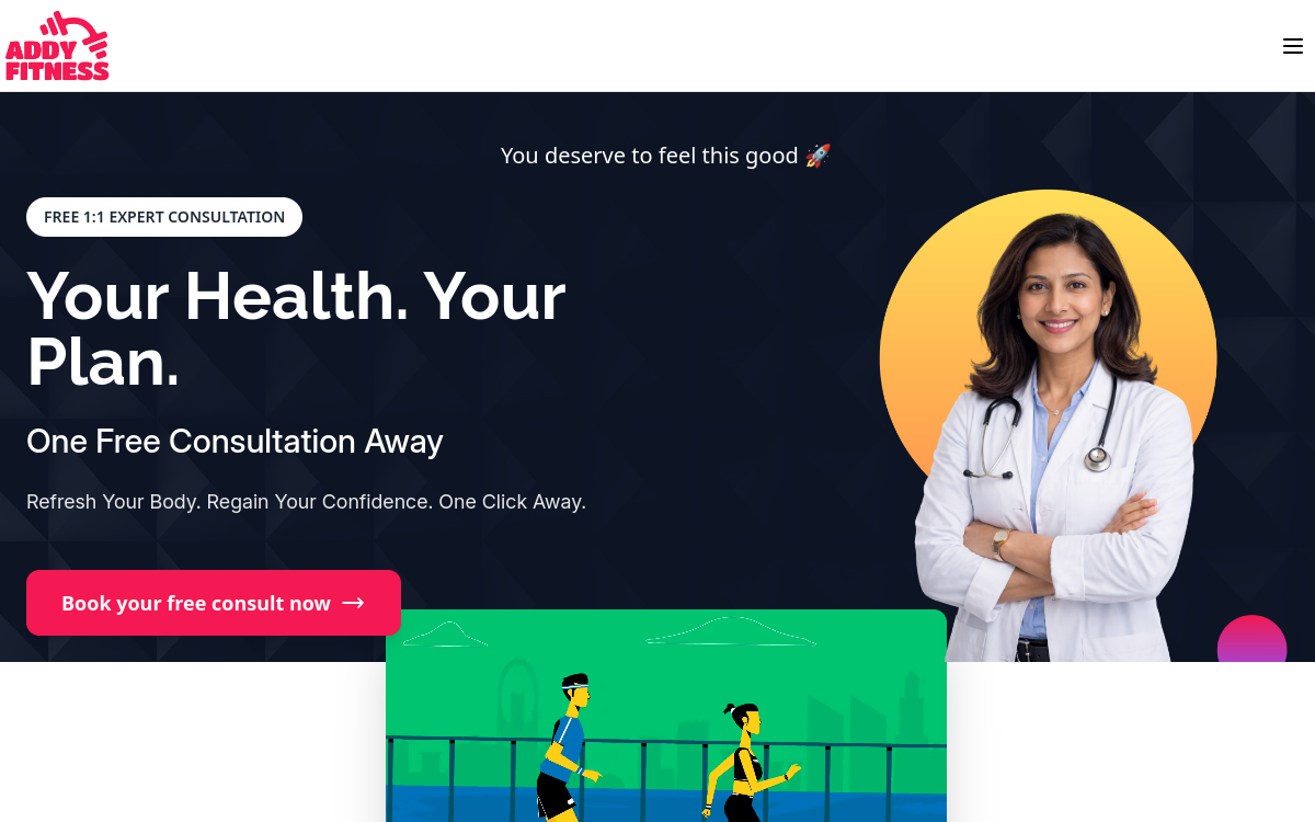 Addy Fitness website screenshot