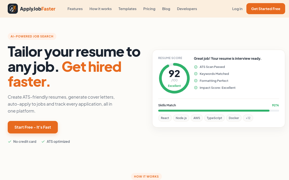 ApplyJobFaster website screenshot