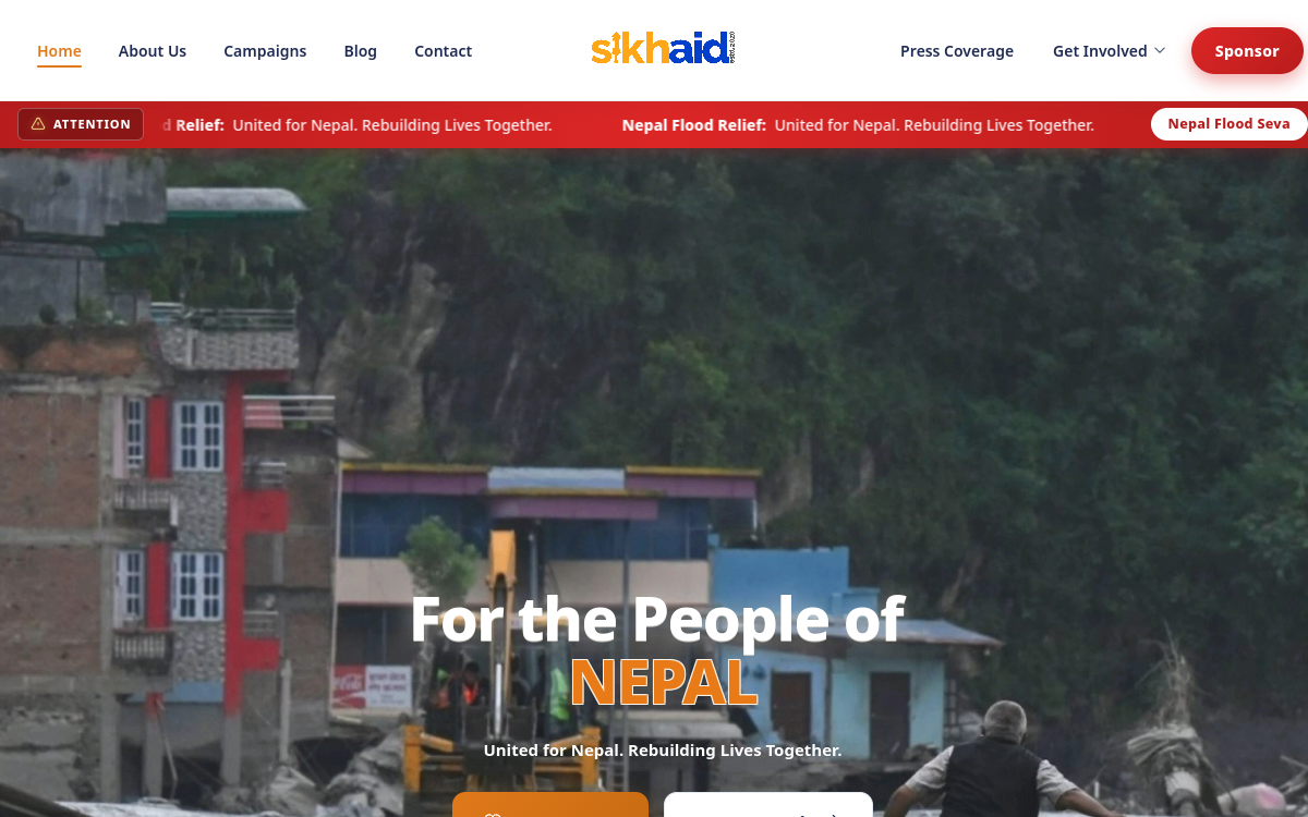 SikhAid website screenshot